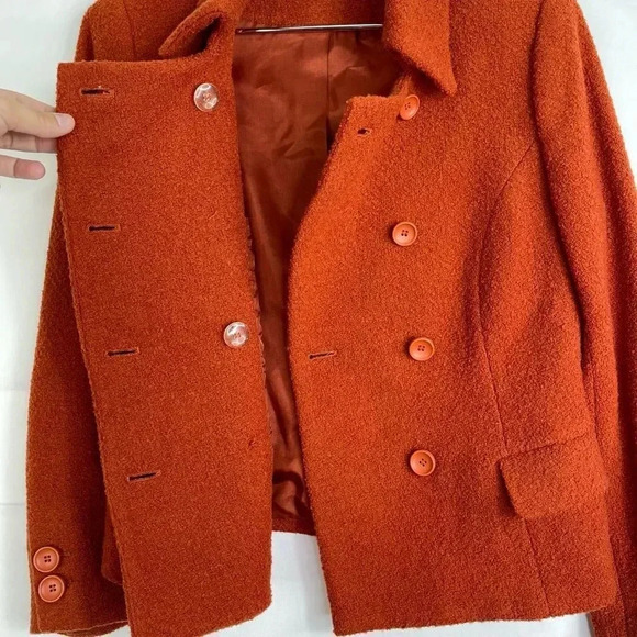 Kate Hill Double-Breasted Burnt Orange Wool Blazer - Picture 7 of 11